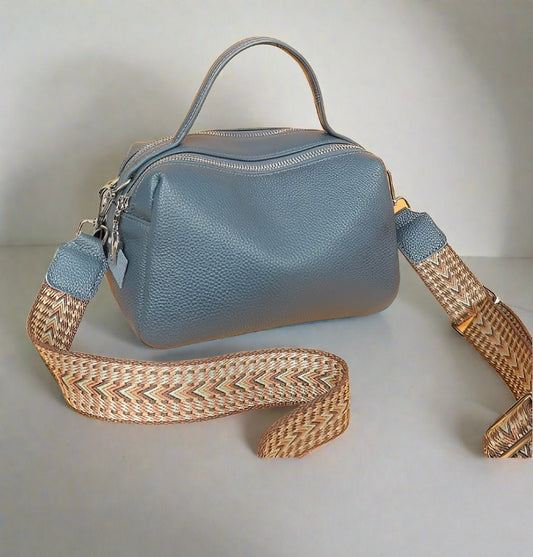 Soft leather camera bag - Vintage Blue (Pre-order) - Sav's Store