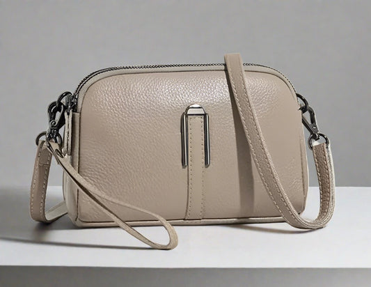 Small soft leather camera bag - Beige (pre-sale) - Sav's Store