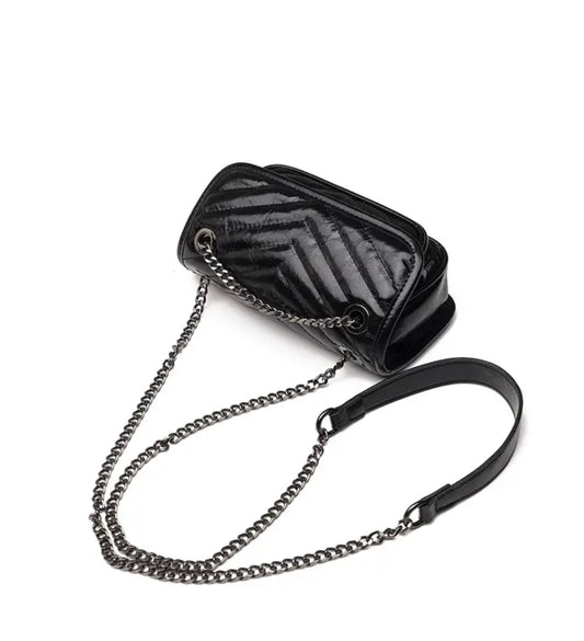 Genuine crossbody leather bag  Black
