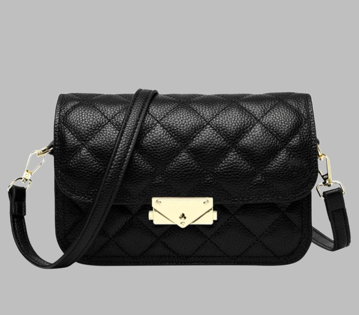 Quilted black shoulder bag