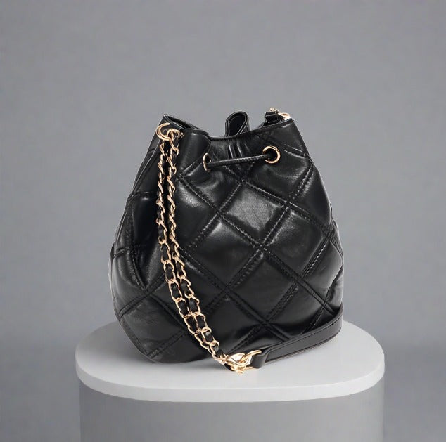 Quilted party bag black - shoulder bag