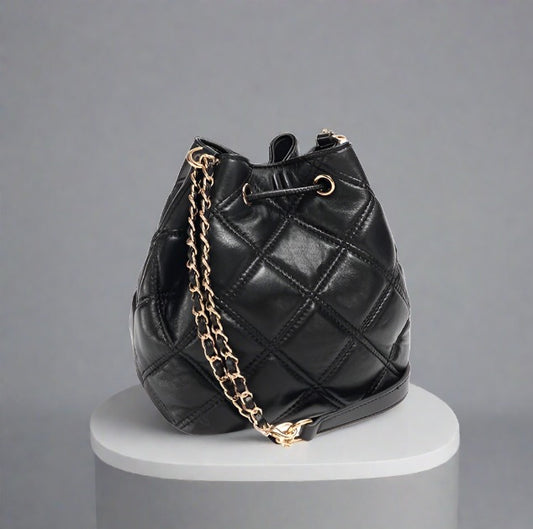 Quilted party bag black - shoulder bag