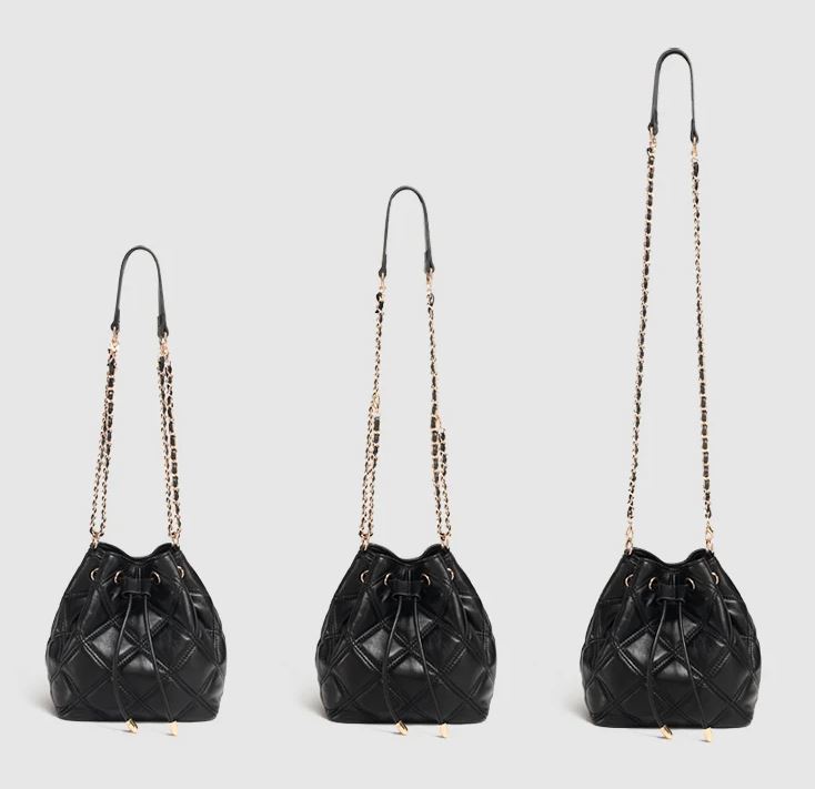 Quilted party bag black - crossbody sizes