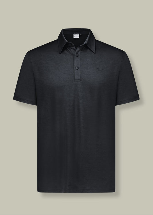 Men's Polo - 100% Merino Wool, Black - Sav's Store