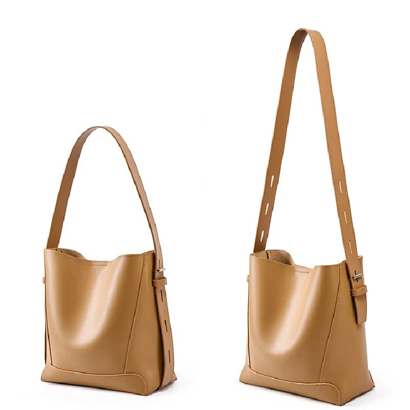 genuine leather bucket shoulder or crossbody bag