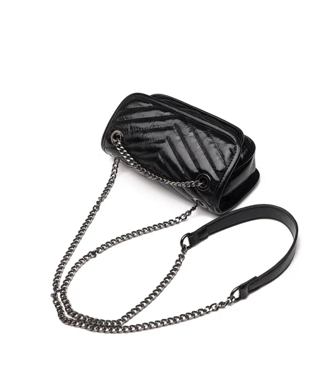 Genuine crossbody leather bag  Black 