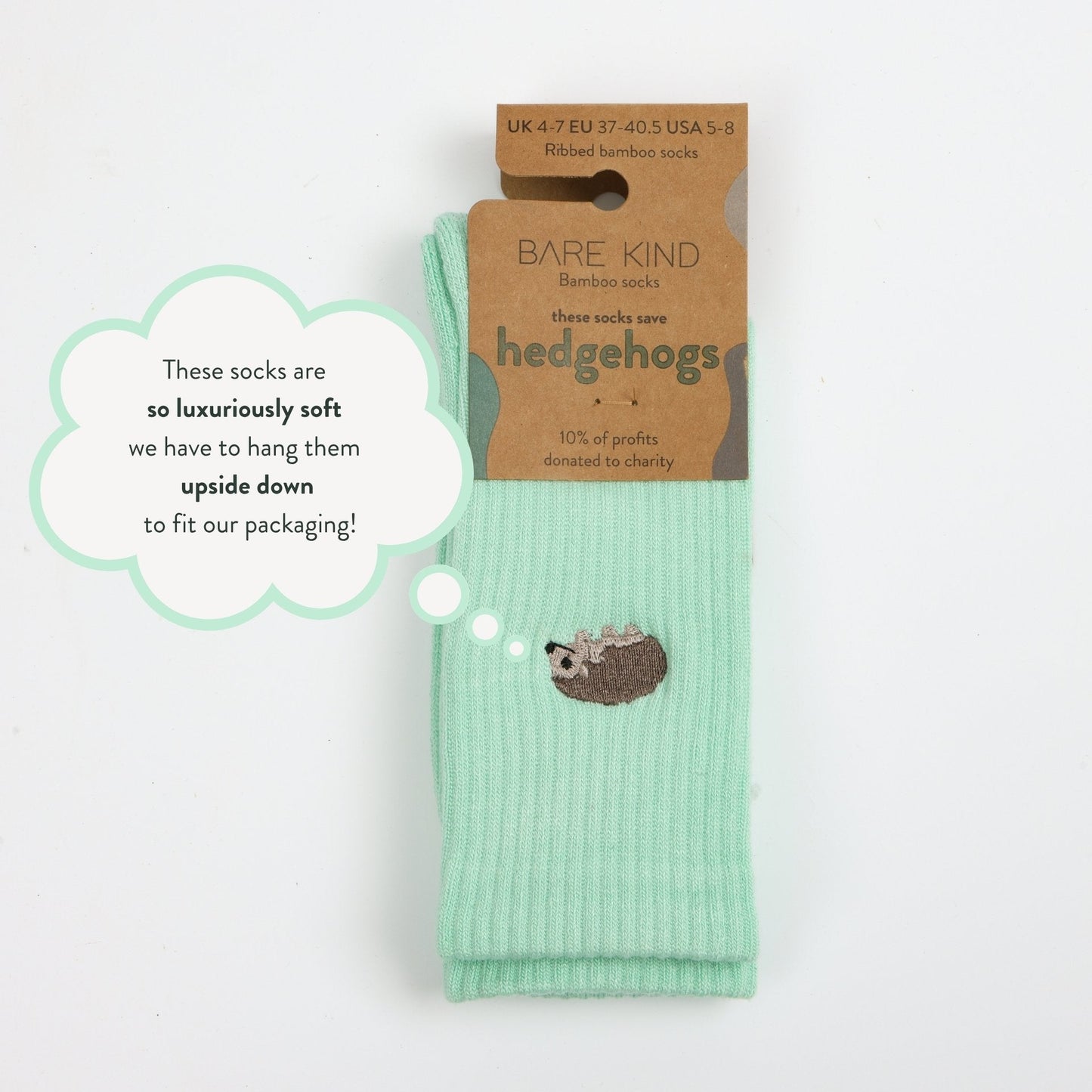 Save the Hedgehog Ribbed Bamboo Socks - Sav's Store