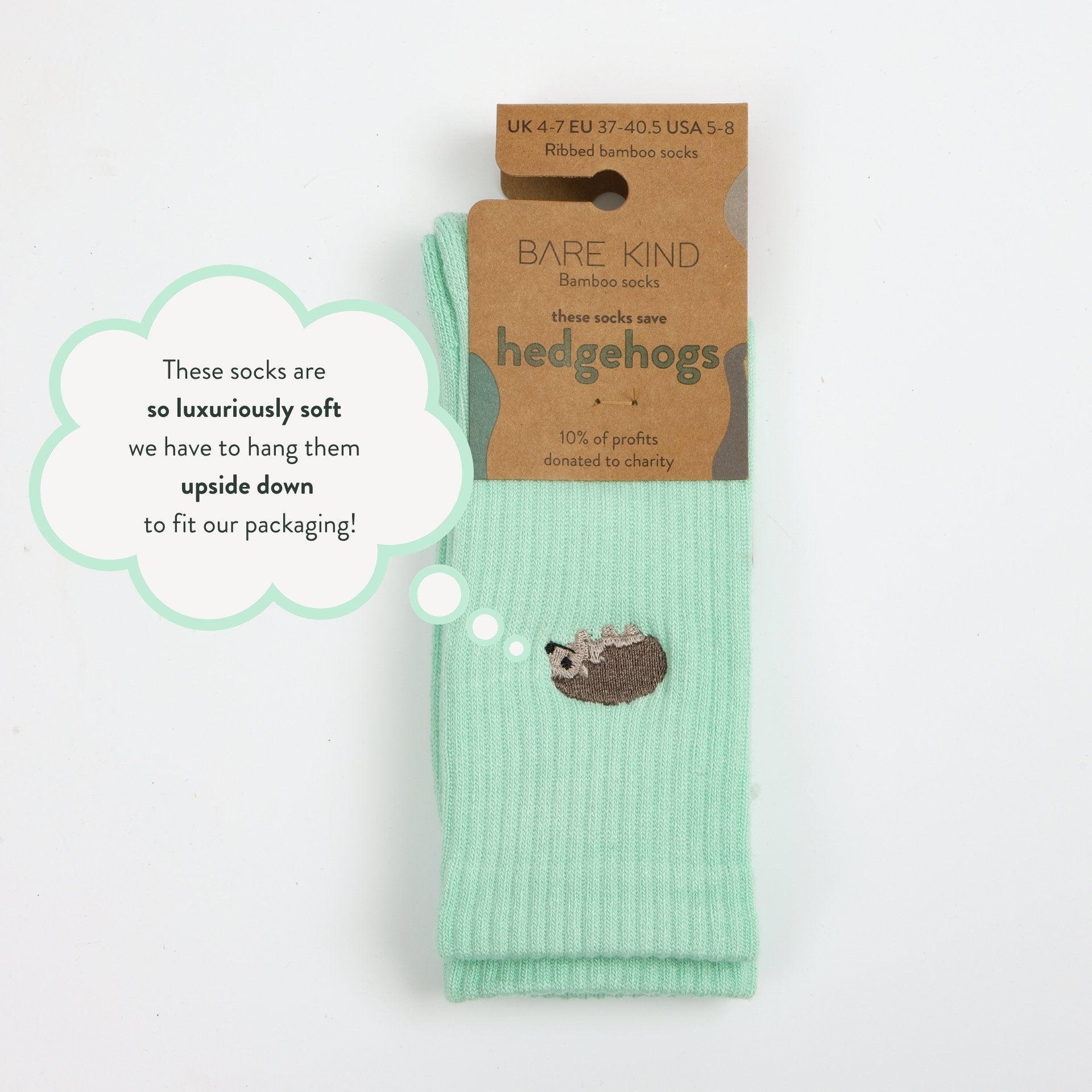 Save the Hedgehog Ribbed Bamboo Socks - Sav's Store