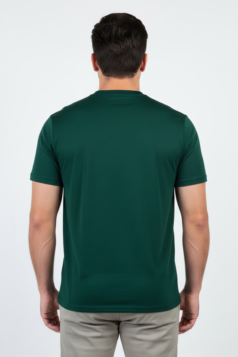 Men's Crew Short Sleeve T-shirt - 100% Merino Wool, Pine Green - Sav's Store