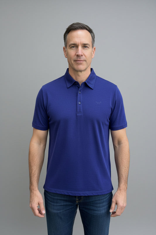 Men's Polo - 100% Merino Wool, Cobalt - Sav's Store