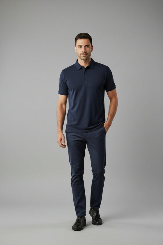 Men's Polo - 100% Merino Wool, Midnight Marle - Sav's Store