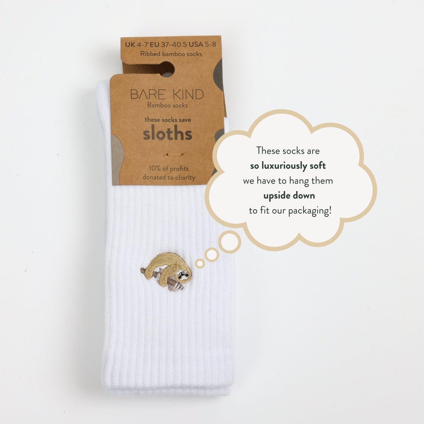 Save the Sloths Ribbed Bamboo Socks - Sav's Store