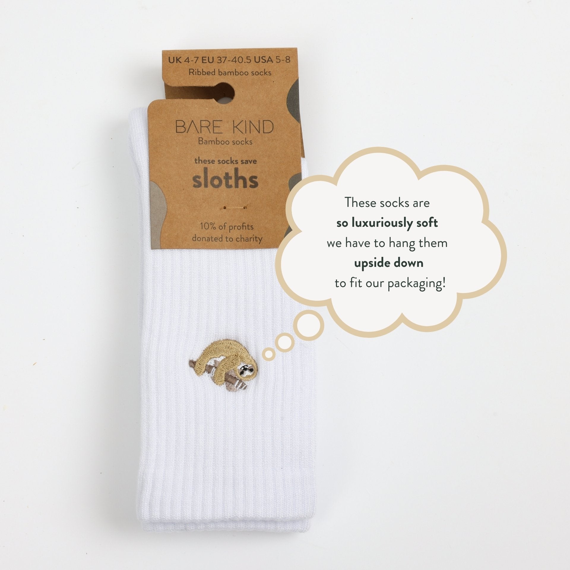 Save the Sloths Ribbed Bamboo Socks - Sav's Store