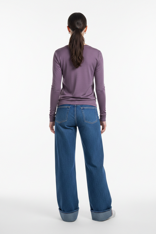 Women's Standard Long Sleeve - 100% Merino Wool, Plum - Sav's Store