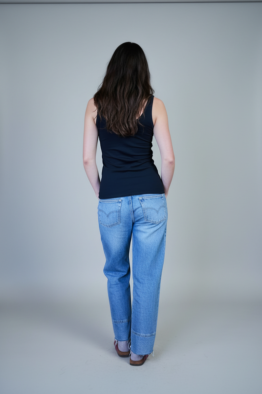 Women's Scoop Neck Tank Top - 100% Merino Wool, Black - Sav's Store