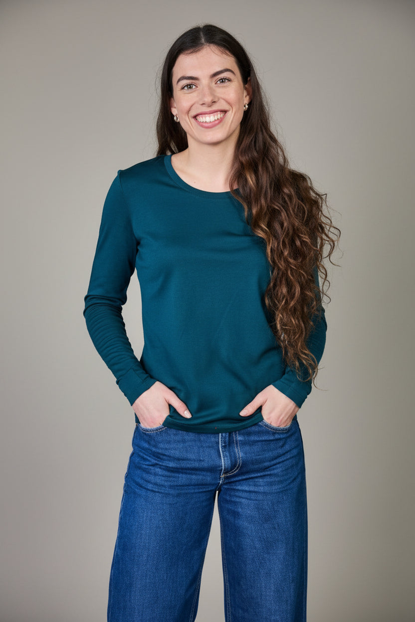 Women's Standard Long Sleeve - 100% Merino Wool, Pine - Sav's Store
