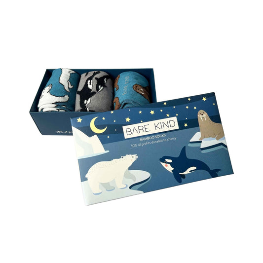 Arctic Animals Bamboo Socks Gift Box of 3 - Sav's Store